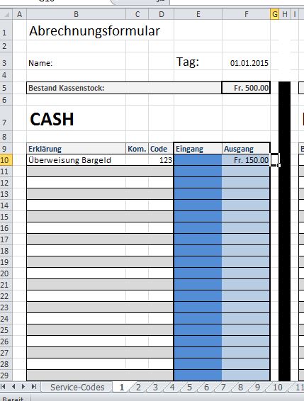 Excel: Programmierung Arbeitsblatt